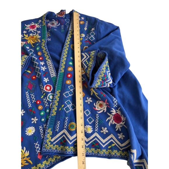 Johnny Was Blue Prisca Embroidered Draped Open Front Cardigan Size XXL - Picture 8 of 12